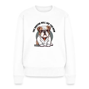 Thérapeute canin Le Dogtor vous verra maintenant - Pull Premium bio Femme - blanc - Devant - Julia (174cm)