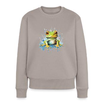 Art coloré - Mignon & Wild Frog Design - Pull Premium bio Femme - taupe - Devant - Julia (174cm)