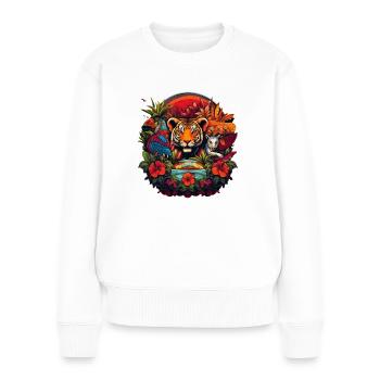 Tigre dans la jungle - Pull Premium bio Femme - blanc - Devant - Julia (174cm)