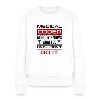 Codeur médical Profession Médical - Pull Premium bio Femme - blanc - Devant - Julia (174cm)