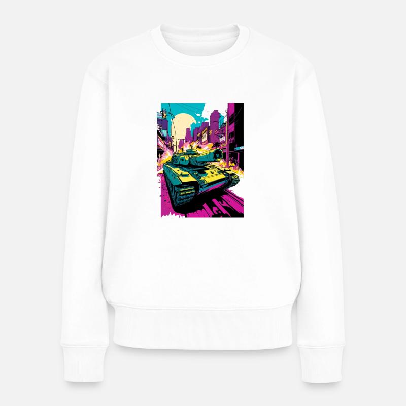 Panzer Pop Art Comic Style Leopard Panzer - Women's Premium Organic Jumper - white