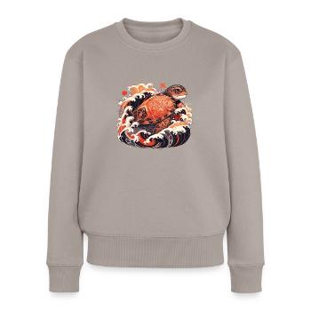Schildkröte - Frauen Premium Bio Pullover - Taupe - Vorne - Julia (174cm)
