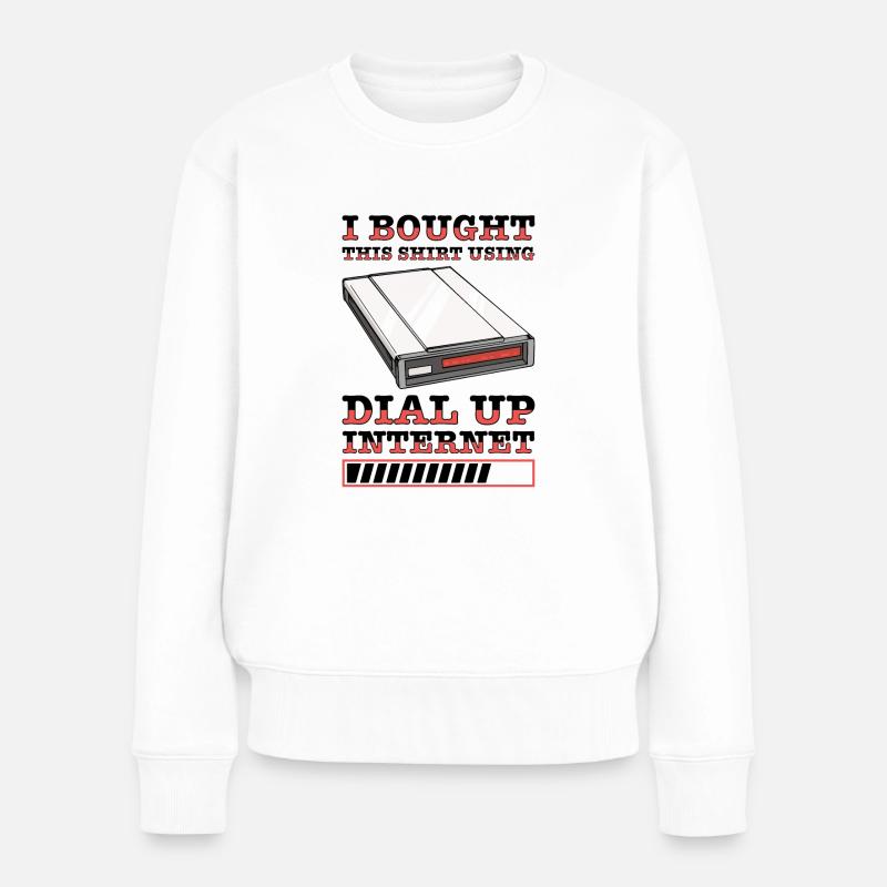 90er Nostalgie Retro 90er Einwahl Internet Vintage - Frauen Premium Bio Pullover - Weiß