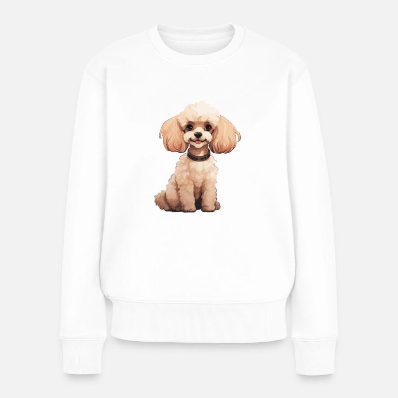 Caniche mignon, Illustration de chiens - Caniche - Pull Premium bio Femme - blanc