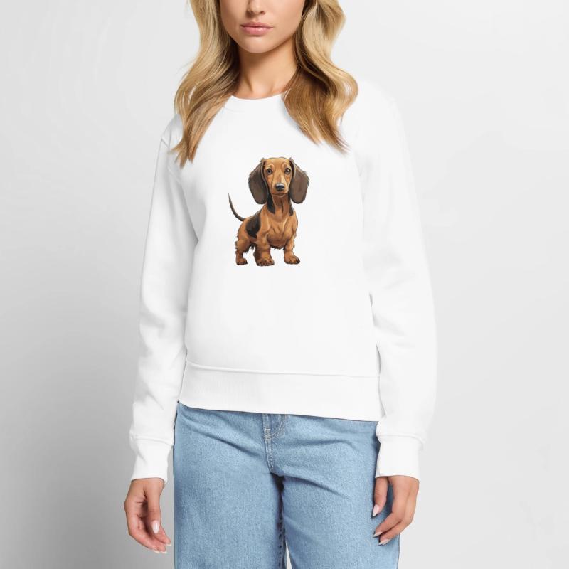 Dackel, Dachshund oder Teckel Niedlicher Jagdhund Frauen Premium Bio Pullover