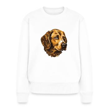 Portrait de chien Beagle - Pull Premium bio Femme - blanc - Devant - Julia (174cm)