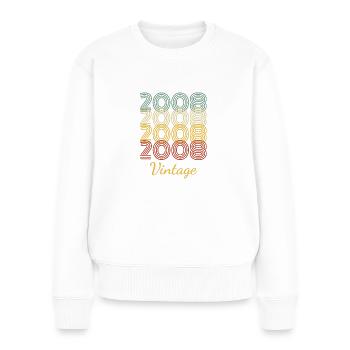 Vintage-Geburtstagsgeschenk geboren im Jahr 2008 Slogan - Frauen Premium Bio Pullover - Weiß - Vorne - Julia (174cm)