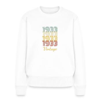 Vintage-Geburtstagsgeschenk geboren 1933 Slogan - Frauen Premium Bio Pullover - Weiß - Vorne - Julia (174cm)