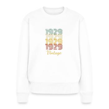 Vintage Geburtstagsgeschenk geboren 1929 Slogan - Frauen Premium Bio Pullover - Weiß - Vorne - Julia (174cm)