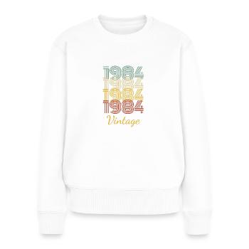Vintage Geburtstagsgeschenk Geboren 1984 Slogan - Frauen Premium Bio Pullover - Weiß - Vorne - Julia (174cm)
