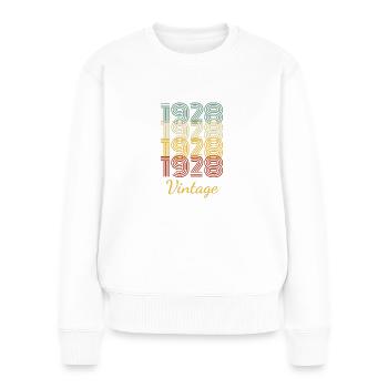 Vintage Geburtstagsgeschenk geboren 1928 Slogan - Frauen Premium Bio Pullover - Weiß - Vorne - Julia (174cm)