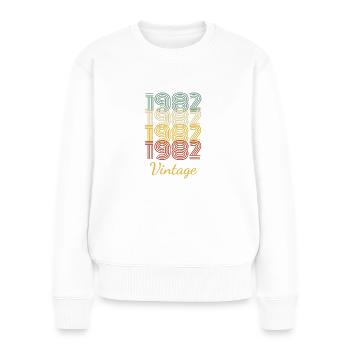 Vintage Geburtstagsgeschenk Geboren 1982 Slogan - Frauen Premium Bio Pullover - Weiß - Vorne - Julia (174cm)