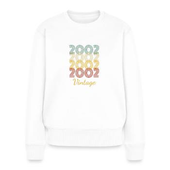 Vintage-Geburtstagsgeschenk geboren im Jahr 2002 Slogan - Frauen Premium Bio Pullover - Weiß - Vorne - Julia (174cm)