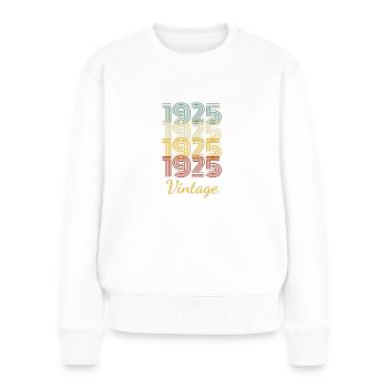 Vintage Geburtstagsgeschenk Geboren 1925 Slogan - Frauen Premium Bio Pullover - Weiß - Vorne - Julia (174cm)
