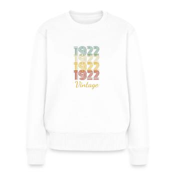 Vintage Geburtstagsgeschenk geboren 1922 Slogan - Frauen Premium Bio Pullover - Weiß - Vorne - Julia (174cm)