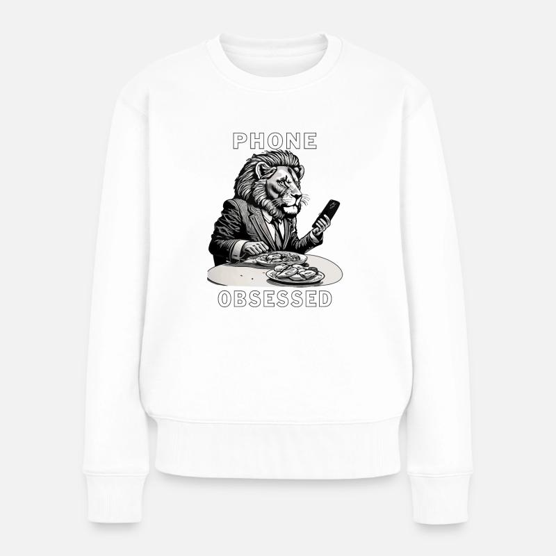 SMARTPHONE PHONE OBSESSED - Frauen Premium Bio Pullover - Weiß