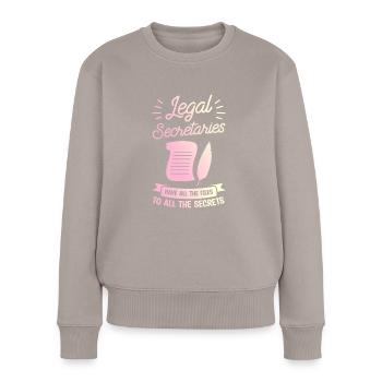Rechtsanwaltssekretäre haben alle Akten zu allen - Frauen Premium Bio Pullover - Taupe - Vorne - Julia (174cm)