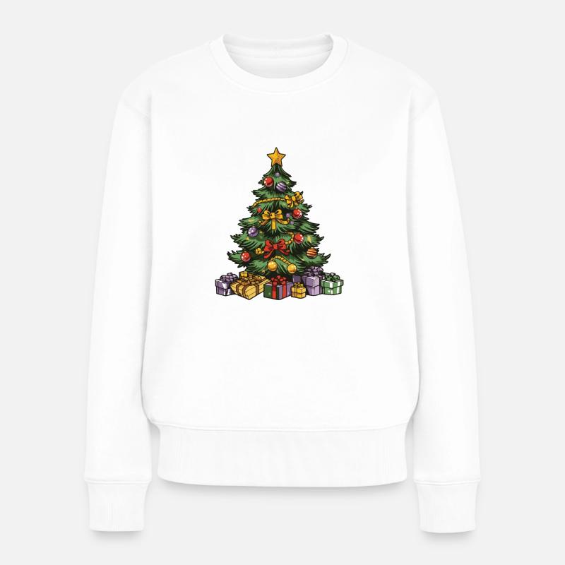 Tannenbaum Xmas Weihnachten - Frauen Premium Bio Pullover - Weiß