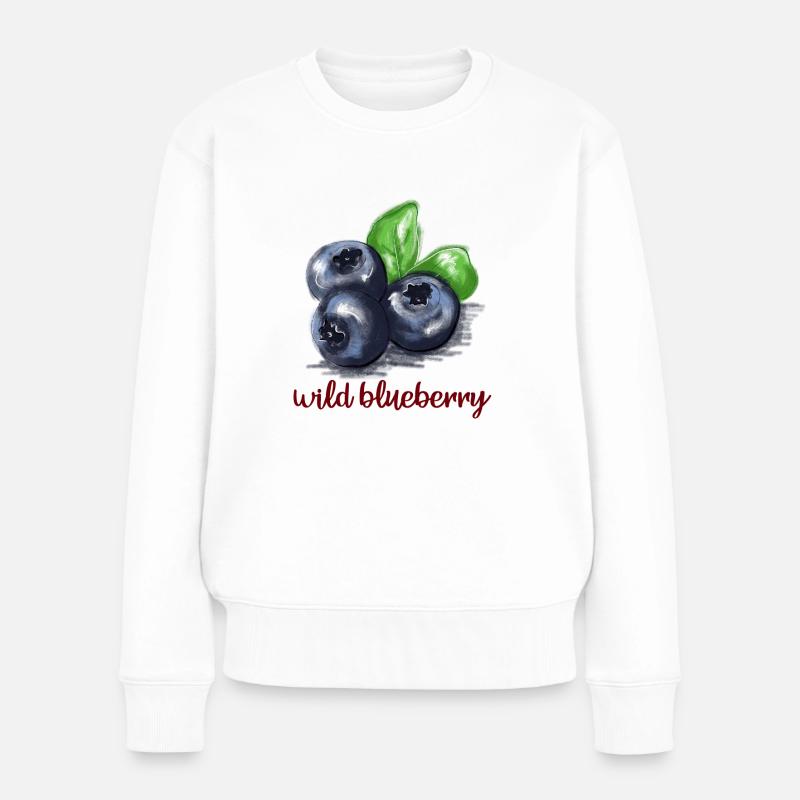 Wilde Heidelbeere - Frauen Premium Bio Pullover - Weiß
