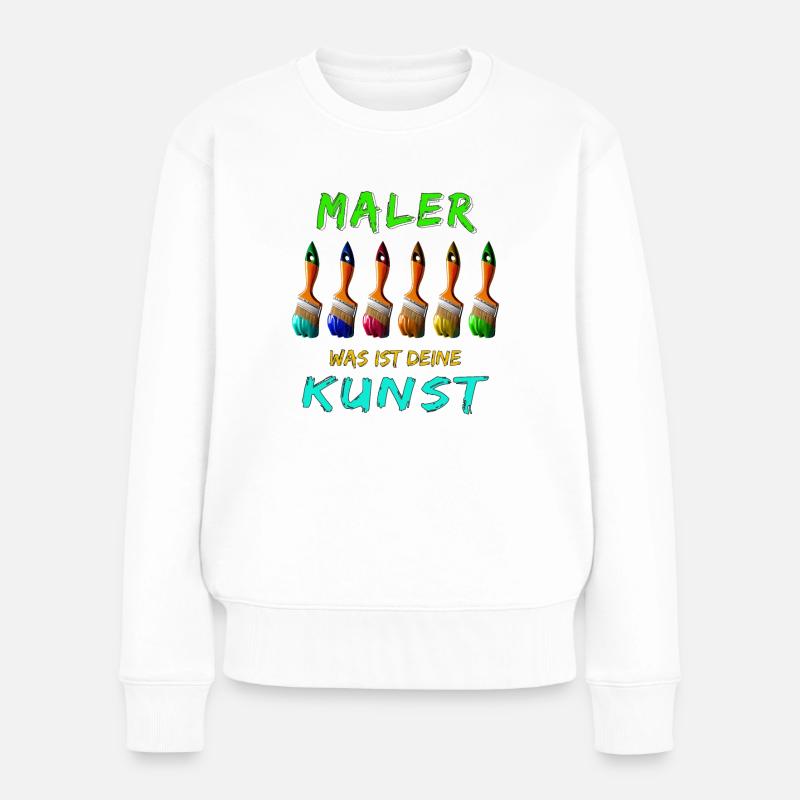 MALER PINSEL WAS IST DEINE KUNST - Frauen Premium Bio Pullover - Weiß