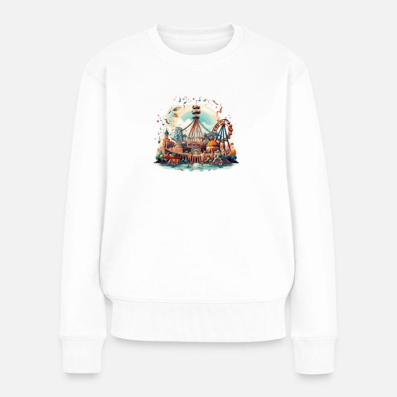 Freizeitpark Jahrmarkt Rummelplatz Volksfest - Frauen Premium Bio Pullover - Weiß