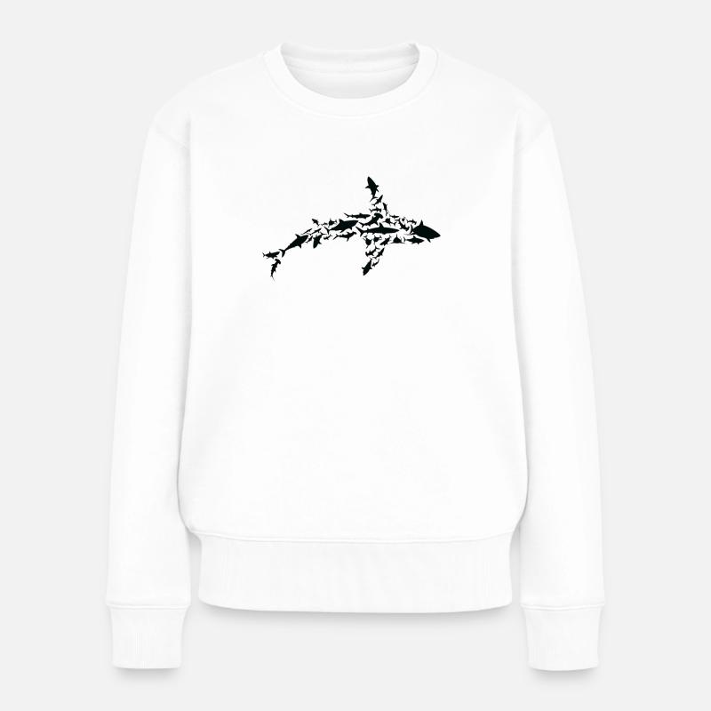 Requin Biologiste marin Requins Silhouette - Pull Premium bio Femme - blanc