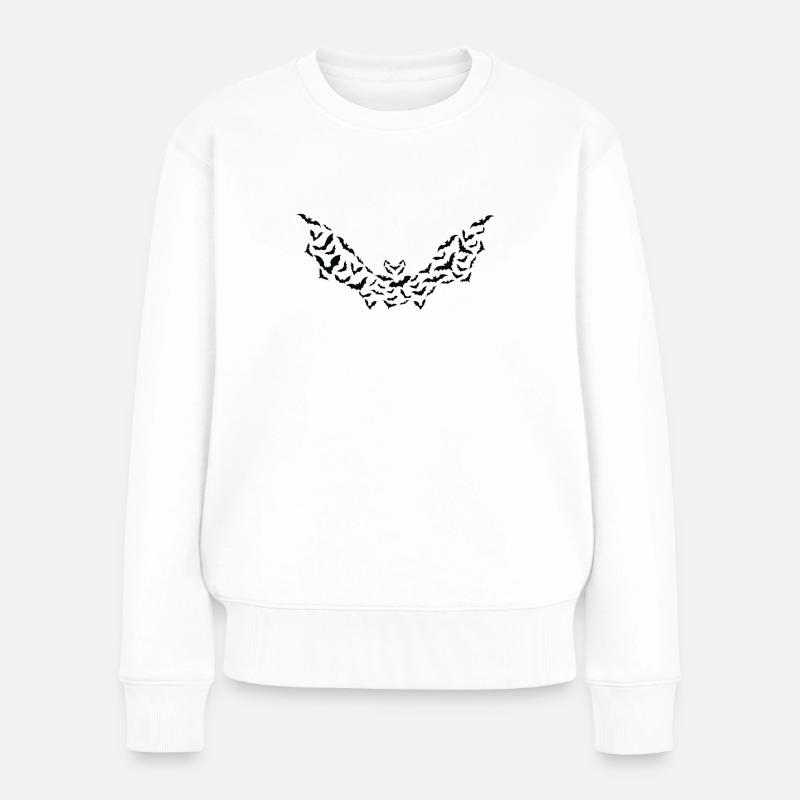 Fledermaus Halloween Fledermäuse Scherenschnitt - Frauen Premium Bio Pullover - Weiß