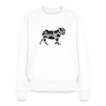 Mops Hund Mama Mops Papa - Frauen Premium Bio Pullover - Weiß - Vorne - Julia (174cm)