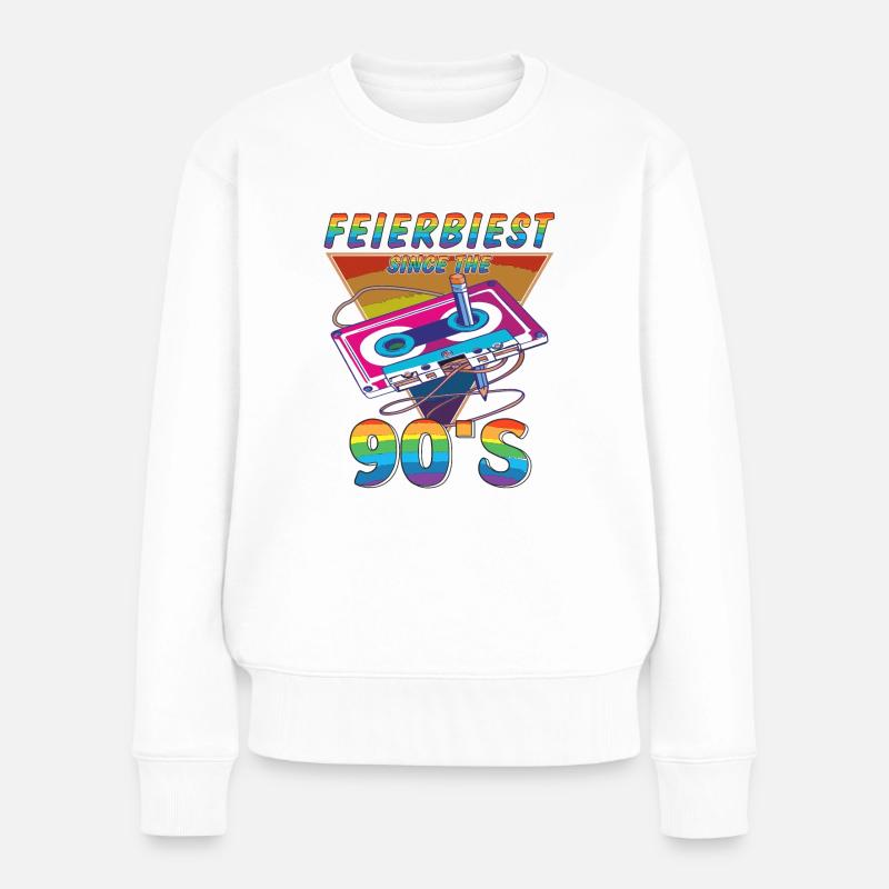 KASSETTE FEIERBIEST 90ER - Frauen Premium Bio Pullover - Weiß