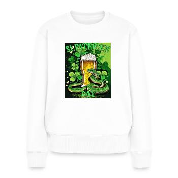 JOUR DE LA SAINT-PATRICK SERPENT BIÈRE TRÈFLE - Pull Premium bio Femme - blanc - Devant - Julia (174cm)