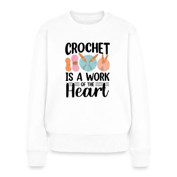 Conception drôle au Crochet - Pull Premium bio Femme - blanc - Devant - Julia (174cm)