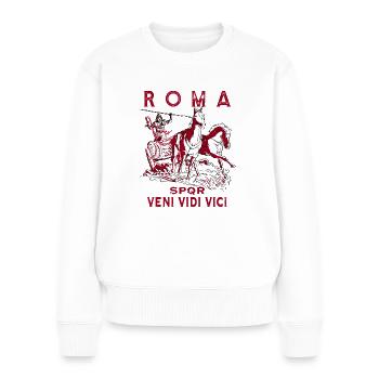 ROMA CHARIOT SPQR VENI VIDI VICI - Pull Premium bio Femme - blanc - Devant - Julia (174cm)