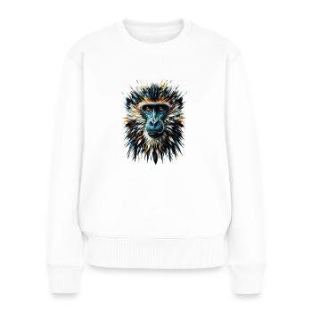 Polygon Art Affe Liebhaber Affe Schimpanse Affen - Frauen Premium Bio Pullover - Weiß - Vorne - Julia (174cm)