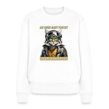 BLOUSON EN CUIR DE CHAT MOTO PERFECT CRASS - Pull Premium bio Femme - blanc - Devant - Julia (174cm)