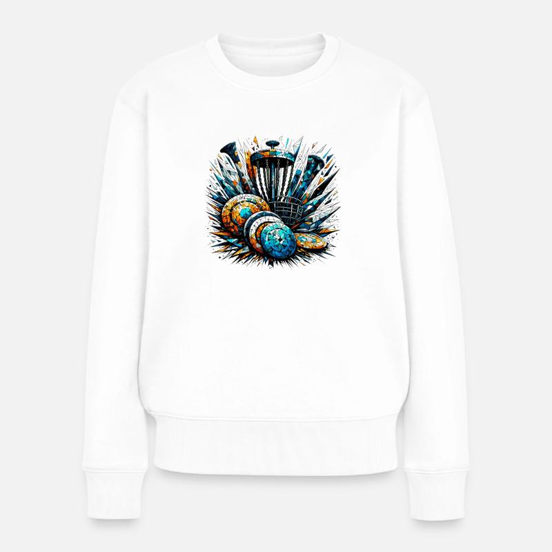 Polygon Art Frisbee Disc Golf Player Fliegende Scheiben - Frauen Premium Bio Pullover - Weiß