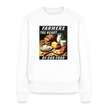 FARMERS THE HEART OF OUR FOOD - Frauen Premium Bio Pullover - Weiß - Vorne - Julia (174cm)