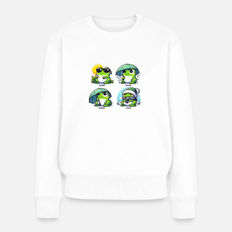 Frösche bei jeder Wetterlage - Frauen Premium Bio Pullover - Weiß