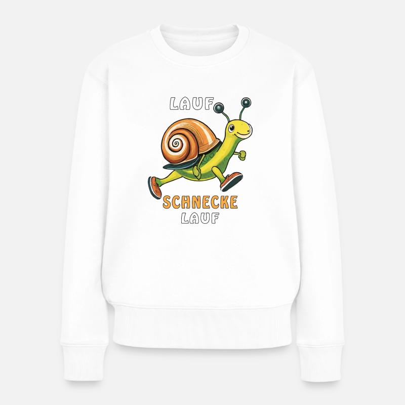 LAUF SCHNECKE LAUF - Frauen Premium Bio Pullover - Weiß