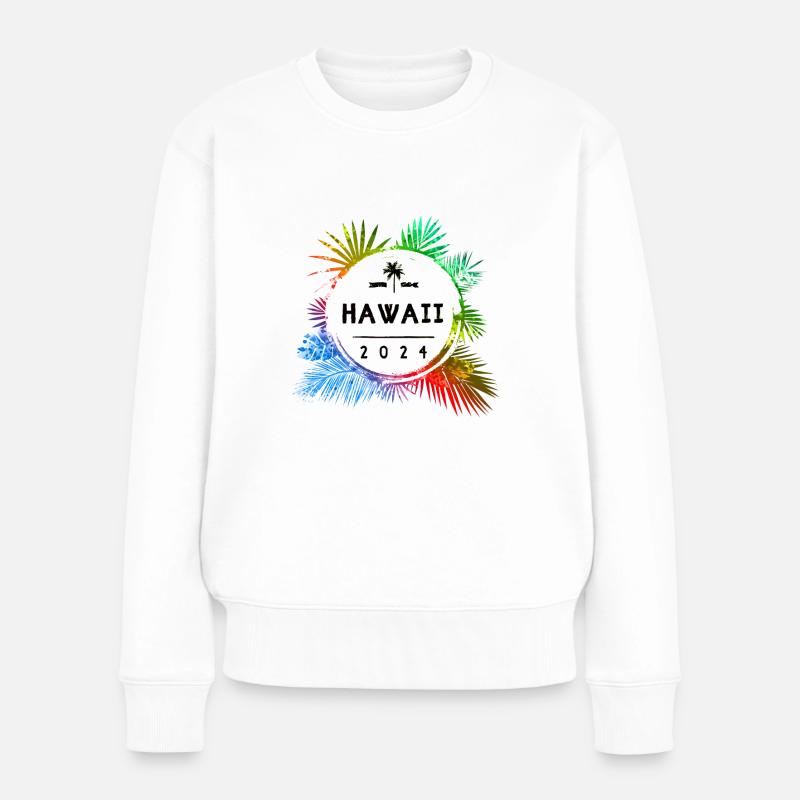 Hawaï 2024 Coloré - Pull Premium bio Femme - blanc