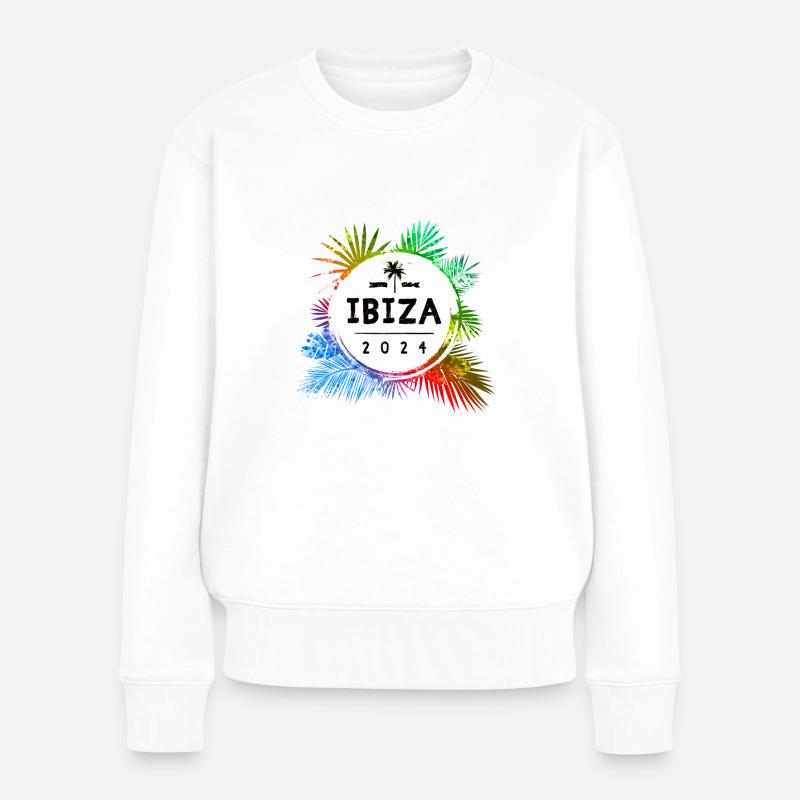 Ibiza 2024 Bunt - Frauen Premium Bio Pullover - Weiß