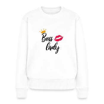MOMLIFE Mama Design Mutterherz Mutterliebe Chefin - Frauen Premium Bio Pullover - Weiß - Vorne - Julia (174cm)