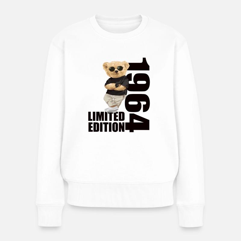 Limited Edition 1964 Bär Bären Geburtstag 1964 - Frauen Premium Bio Pullover - Weiß