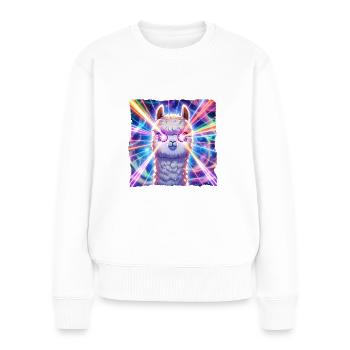Alpaka Anime Style mit Laser Augen - Frauen Premium Bio Pullover - Weiß - Vorne - Julia (174cm)