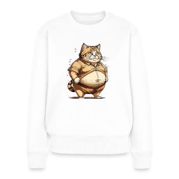 KATZE DICK - Frauen Premium Bio Pullover - Weiß - Vorne - Julia (174cm)