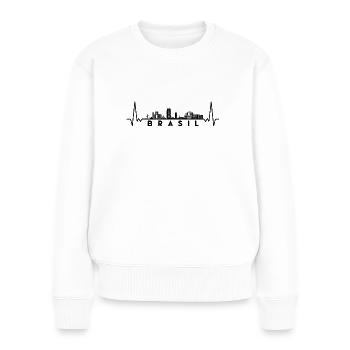 Herzschlag Skyline Brasil-Brasilien - Frauen Premium Bio Pullover - Weiß - Vorne - Julia (174cm)