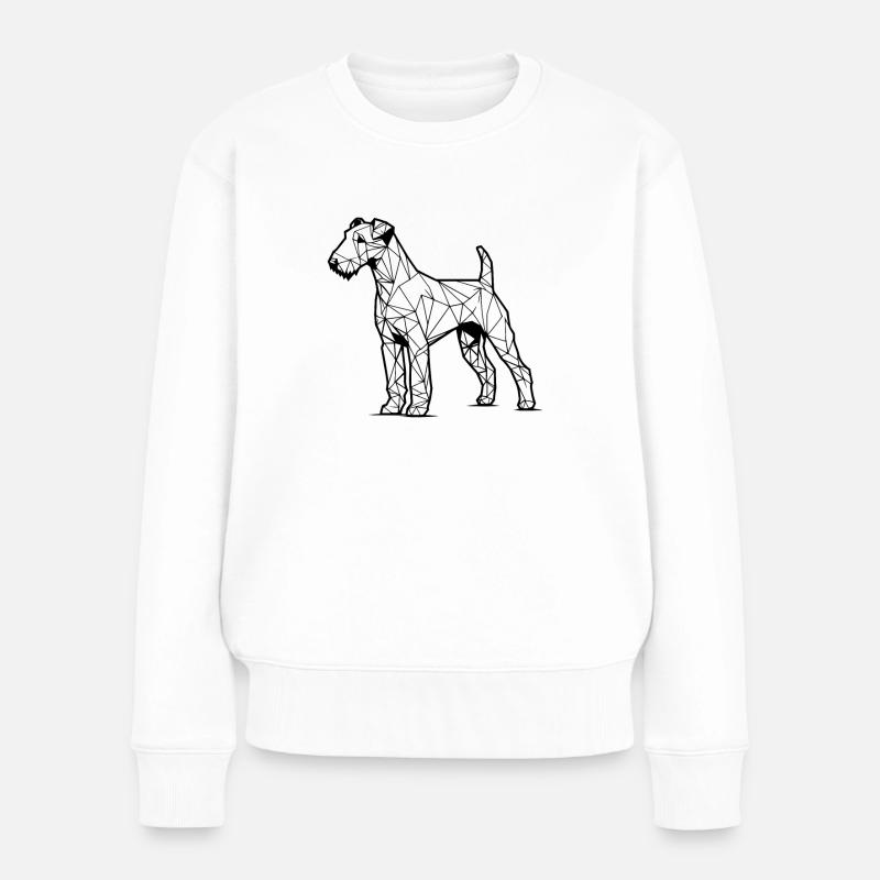 Geometrische Strichkunst Airedale Terrier Bingley - Frauen Premium Bio Pullover - Weiß