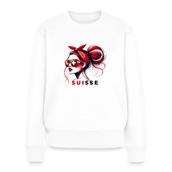 Schweizer Frauen Brötchen Fahne Stolz Für Mädchen - Frauen Premium Bio Pullover - Weiß - Vorne - Julia (174cm)
