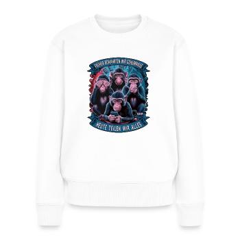 lustiger weise Affen Spruch Handy social media - Frauen Premium Bio Pullover - Weiß - Vorne - Julia (174cm)