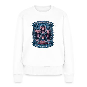 lustiger weise Affen Spruch Handy social media - Frauen Premium Bio Pullover - Weiß - Vorne - Julia (174cm)