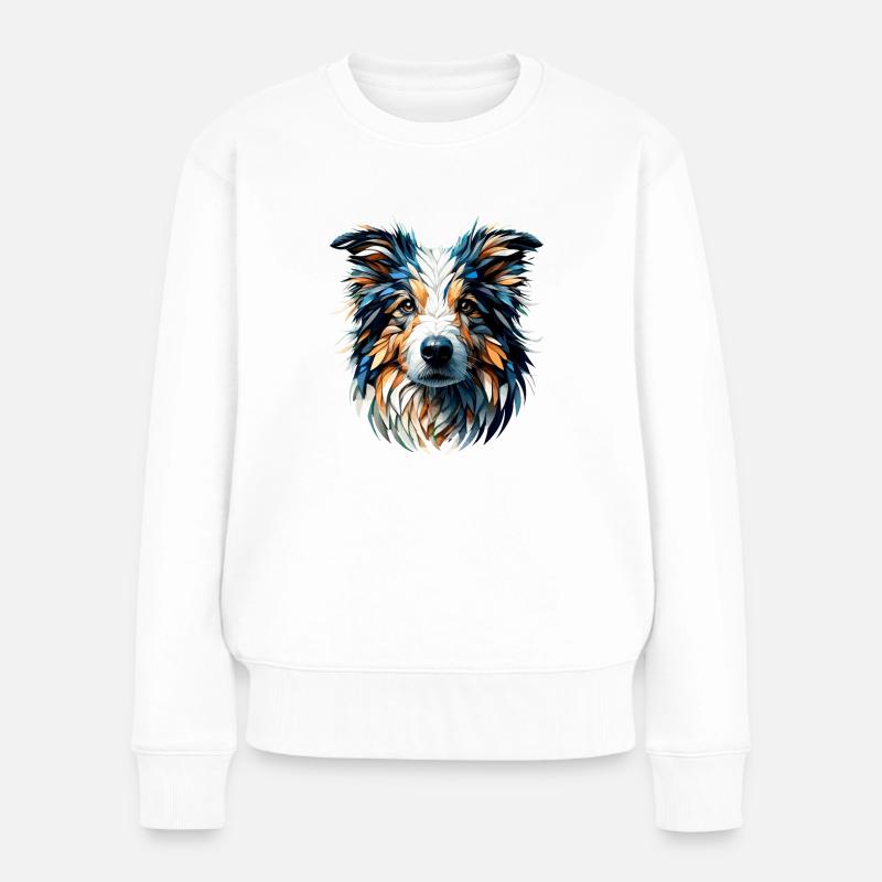 Polygon Art Border Collie Border Collies - Frauen Premium Bio Pullover - Weiß